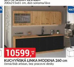 Kuchyňská linka Modena 260 cm černá/dub artisan