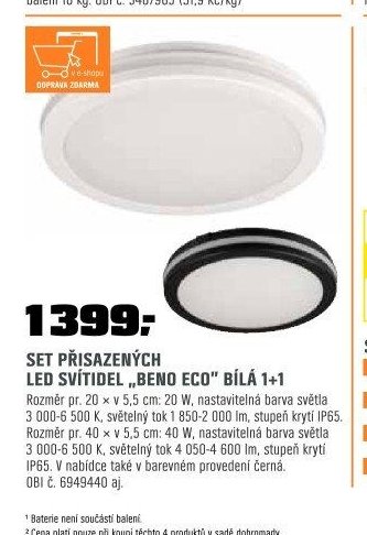 SET PŘISAZENÝCH LED SVÍTIDEL „BENO ECO“ BÍLÁ 1+1
