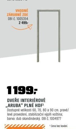 DVEŘE INTERIÉROVÉ „ARUBA“ PLNÉ HDF