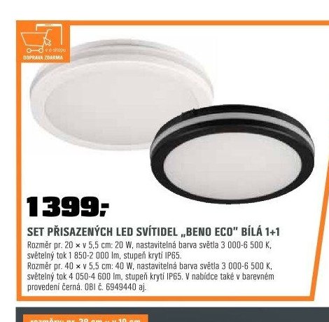 SET PŘISAZENÝCH LED SVÍTIDEL „BENO ECO“ BÍLÁ 1+1 - OBI akcniletaky.com