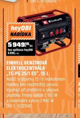 EINHELL BENZÍNOVÁ ELEKTROCENTRÁLA „TC-PG 25/1 E5“, 15 L