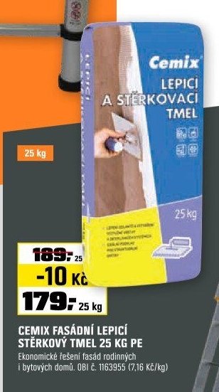 CEMIX FASÁDNÍ LEPICÍ STĚRKOVÝ TMEL 25 KG PE