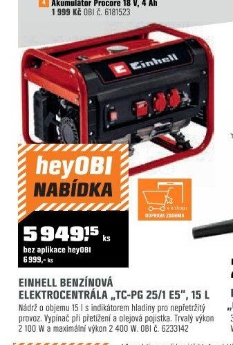 Einhell benzínová elektrocentrála TC-PG 25/1 E5