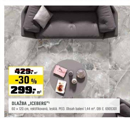 DlažbaICEBERGONYX grey 1,44 m2/kt
