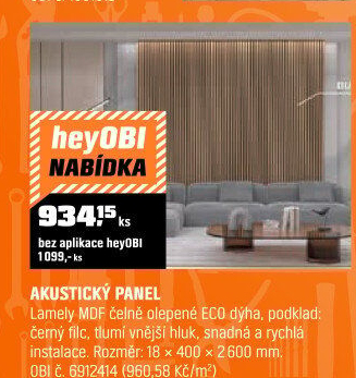 Panel akustický Dub bělený