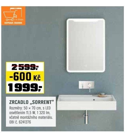 Zrcadlos LEDsvětlemSorrent
