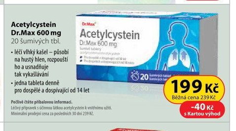 Acetylcystein Dr.Max 600 mg 20 šumivých tbl.