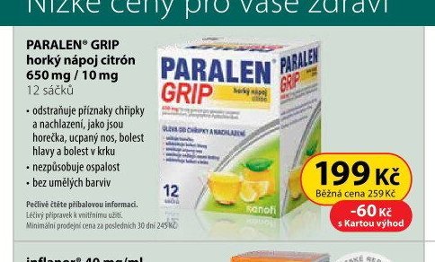 PARALEN Grip horký nápoj citron 650 mg / 10 mg 12 sáčků - Dr. Max akcniletaky.com