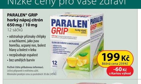 PARALEN Grip horký nápoj citron 650 mg / 10 mg