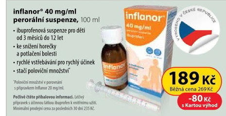 Sirup proti horečce a bolesti pro děti Inflanor