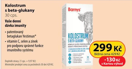Tablety na posílení imunity Kolostrum s beta-glukany Barny'