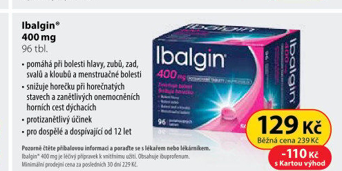 Tablety proti bolesti 400 Ibalgin