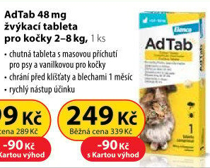Žvýkací tablety pro kočky proti klíšťatům a blechám AdTab