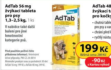 Žvýkací tablety pro psy proti klíšťatům a blechám AdTab