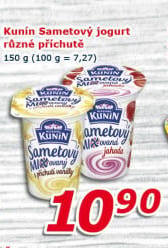 Ochucený jogurt sametový Mlékárna Kunín