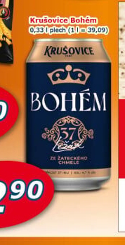 Pivo světlý ležák Bohém Krušovice