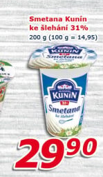 Smetana ke šlehání Mlékárna Kunín 31%
