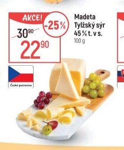 Madeta Tylžský sýr 45 % t. v s.