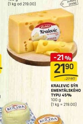 KRALEVIC SÝR EMENTÁLSKÉHO TYPU 45%