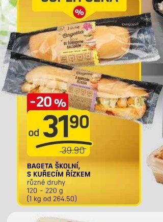 Bageta školní s kuřecím řízkem