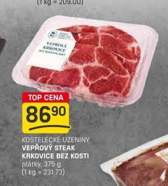 Kostelecké uzeniny vepřový steak krkovice bez kosti 375 g