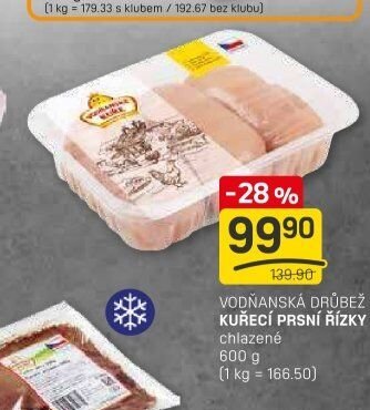Vodňanská drůbež kuřecí prsní řízky 600 g