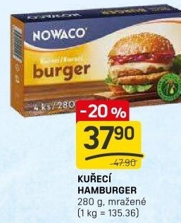 Hamburger kuřecí mražený Nowaco