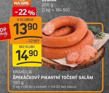 Salám špekáčkový pikantní točený Krahulík