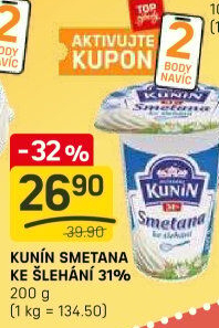Smetana ke šlehání Mlékárna Kunín 31%