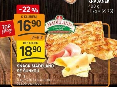 Snack Madeland se šunkou La Lorraine