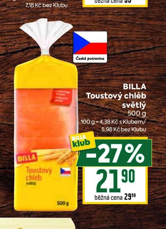 BILLA Toustový chléb světlý - BILLA akcniletaky.com