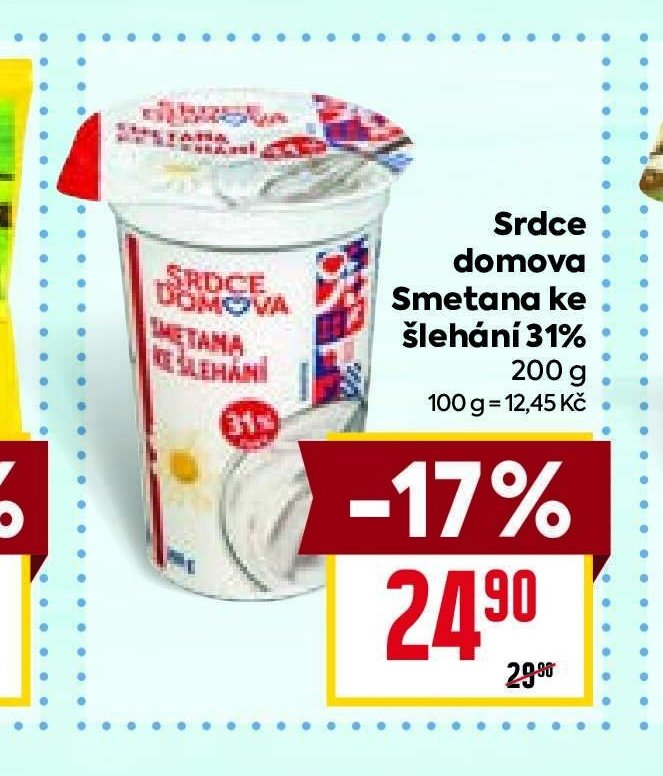 Srdce Domova Smetana ke šlehání