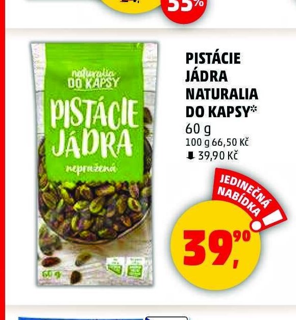 PISTÁCIE JÁDRA NATURALIA DO KAPSY