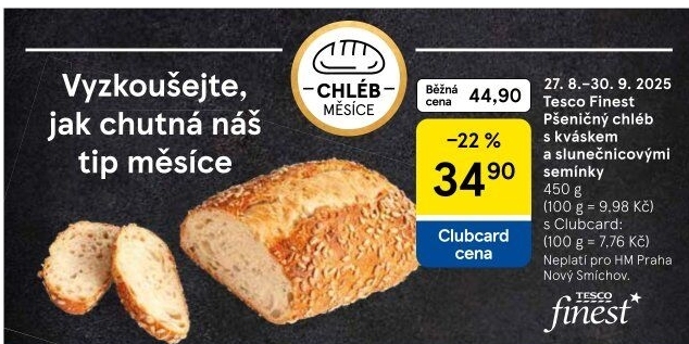 Chléb kváskový Finest Tesco