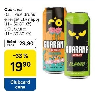 Energetický nápoj Guarana