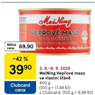 Maso vepřové ve vlastní šťávě Meining