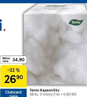 Papírové kapesníčky 3vrstvé Tento - box