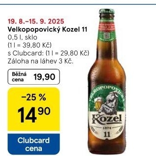 Pivo světlý ležák 11° Medium Velkopopovický Kozel