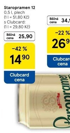 Pivo světlý ležák 12° Staropramen