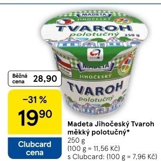 Tvaroh polotučný Jihočeský Madeta