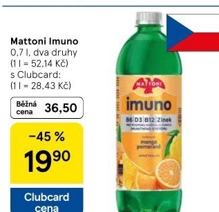 Ochucená voda Mattoni Imuno