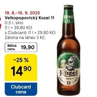 Pivo světlý ležák 11° Medium Velkopopovický Kozel