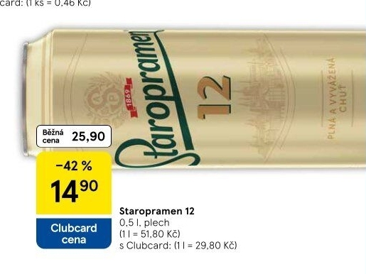 Pivo světlý ležák 12° Staropramen