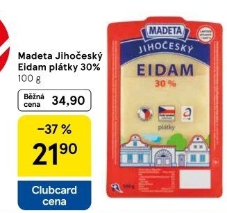 Sýr Eidam Jihočeský 30% Madeta