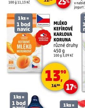 Mléko kefírové Karlova Koruna