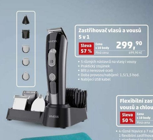 Zastřihovač vlasů a vousů 5 v 1