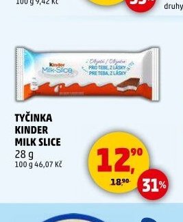Tyčinka Kinder Milk Slice 28 g - Penny Market akcniletaky.com