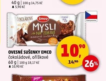 OVESNÉ SUŠENKY EMCO čokoládové, oříškové