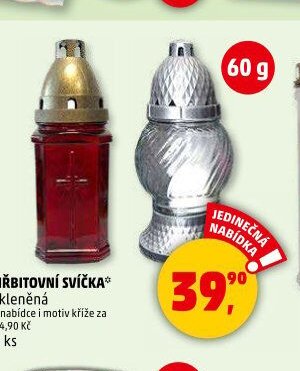 HŘBITOVNÍ SVÍČKA skleněná
