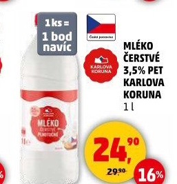 Mléko čerstvé Karlova Koruna - 3,5 plnotučné